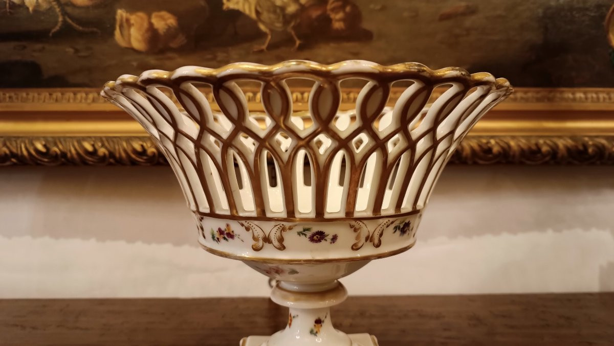 FRUTTIERA IN PORCELLANA META' XIX SECOLO-photo-2