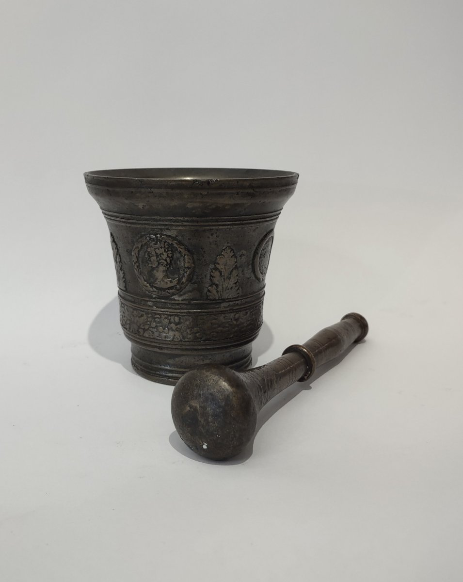ANTICO MORTAIO IN BRONZO XVI SECOLO-photo-1