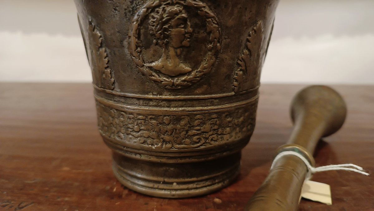 ANTICO MORTAIO IN BRONZO XVI SECOLO-photo-4