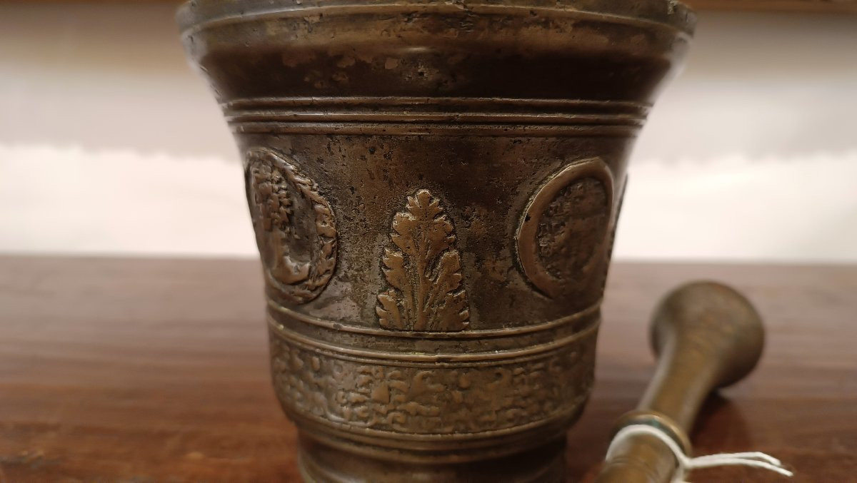 ANTICO MORTAIO IN BRONZO XVI SECOLO-photo-5