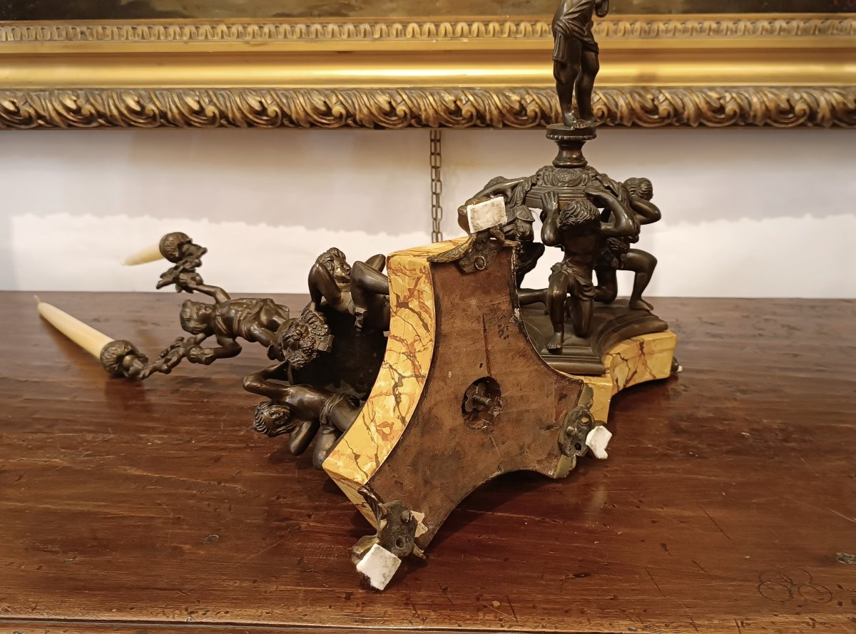 COPPIA DI CANDELIERI IN BRONZO CON PUTTI XIX SECOLO-photo-5