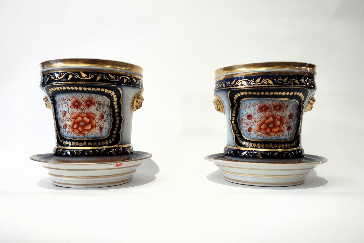 COPPIA DI CACHEPOTS IN PORCELLANA META' XIX SECOLO-photo-2