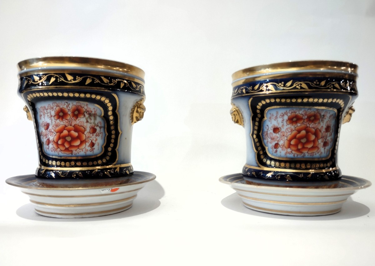 COPPIA DI CACHEPOTS IN PORCELLANA META' XIX SECOLO