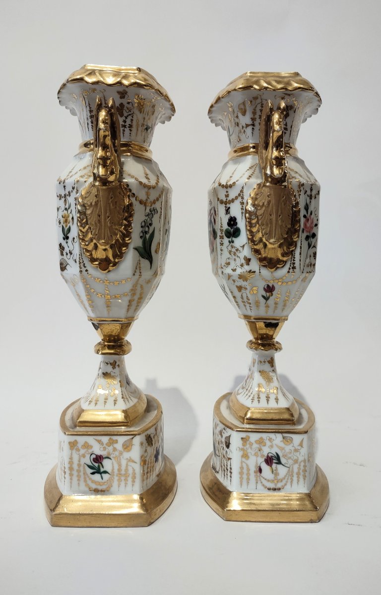 COPPIA DI VASI IN PORCELLANA CARLO X META' XIX SECOLO-photo-2