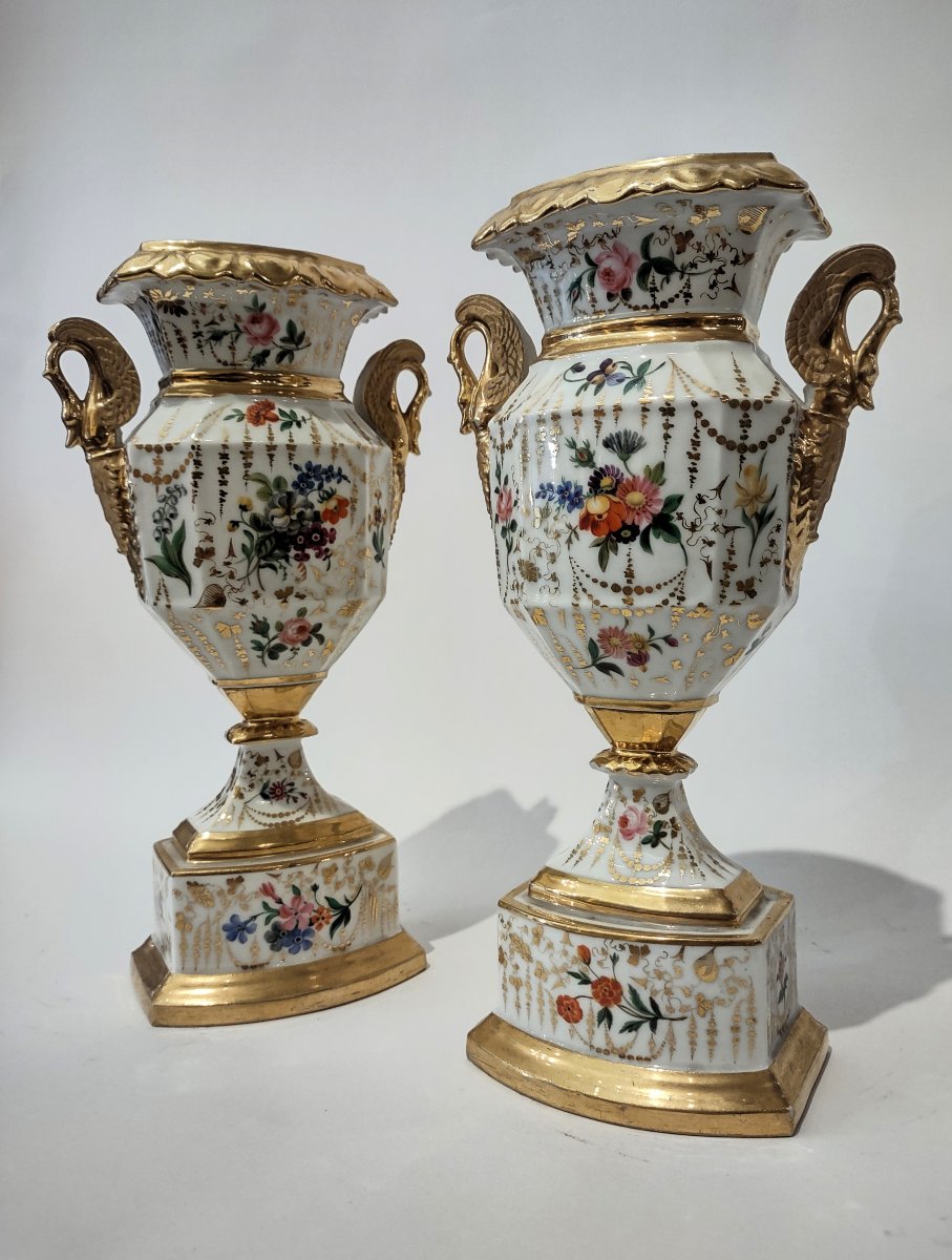 COPPIA DI VASI IN PORCELLANA CARLO X META' XIX SECOLO-photo-3