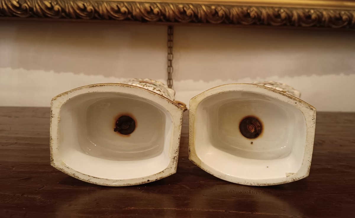 COPPIA DI VASI IN PORCELLANA CARLO X META' XIX SECOLO-photo-4