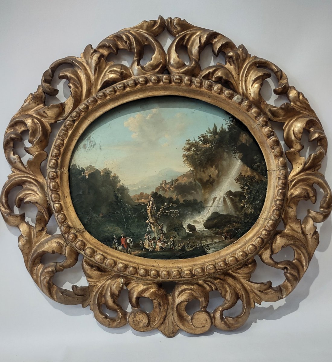 COPPIA DI PAESAGGI A OLIO SU TAVOLETTA INIZIO DEL XIX SECOLO-photo-2