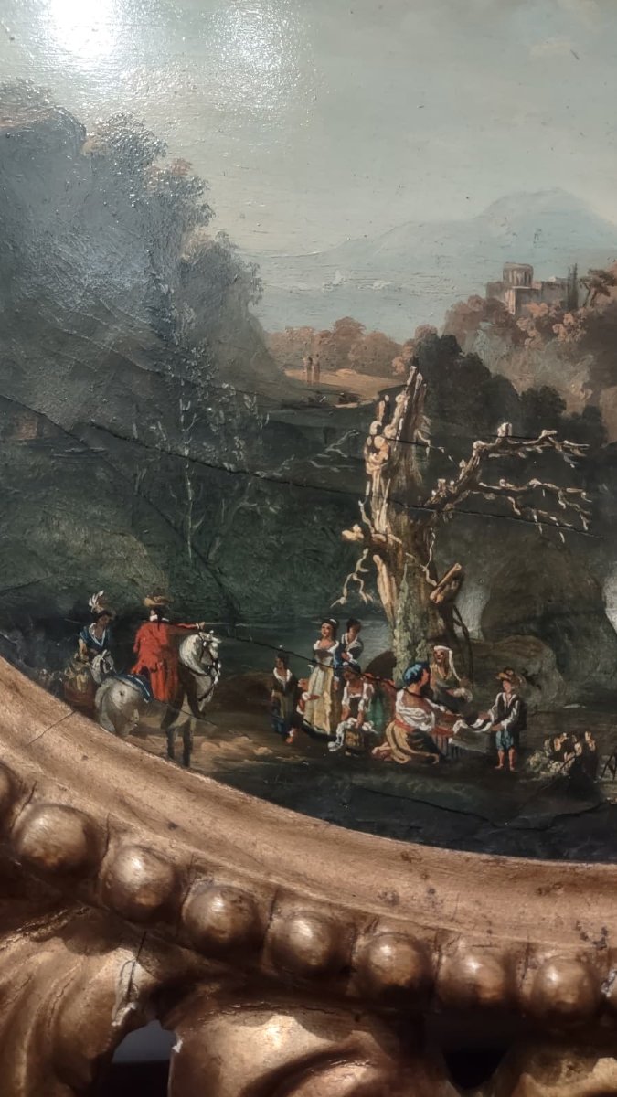 COPPIA DI PAESAGGI A OLIO SU TAVOLETTA INIZIO DEL XIX SECOLO-photo-2