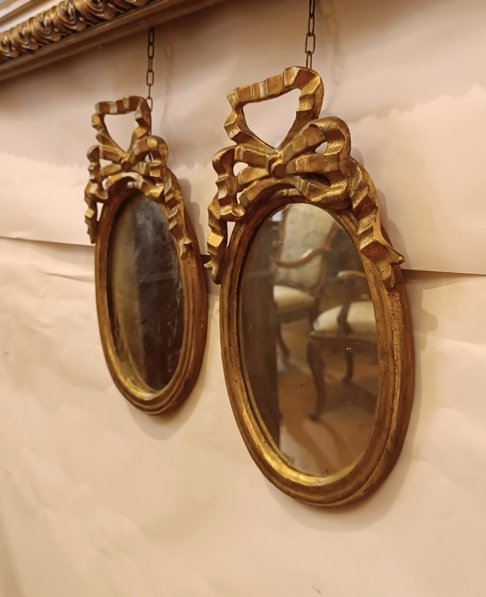COPPIA DI PICCOLE SPECCHIERE LUIGI XVI FINE XVIII SECOLO-photo-2
