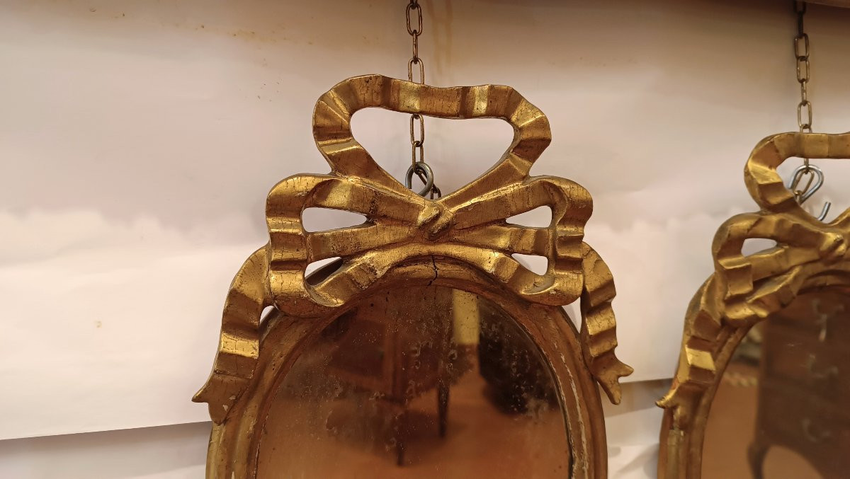 COPPIA DI PICCOLE SPECCHIERE LUIGI XVI FINE XVIII SECOLO-photo-1