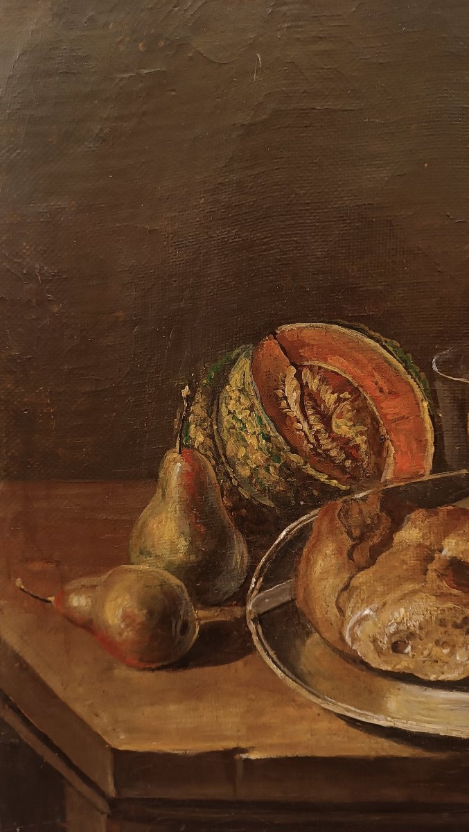 DIPINTO CON NATURA MORTA E FRUTTA FINE XIX SECOLO-photo-4