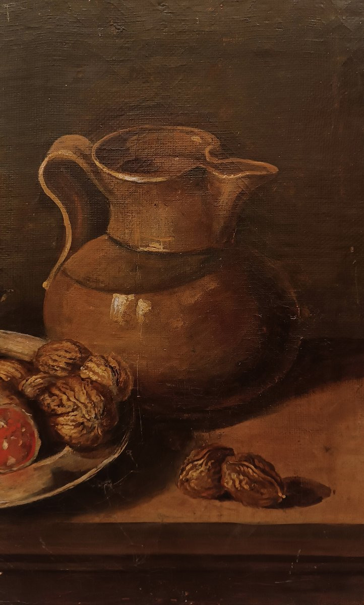 DIPINTO CON NATURA MORTA E FRUTTA FINE XIX SECOLO-photo-2
