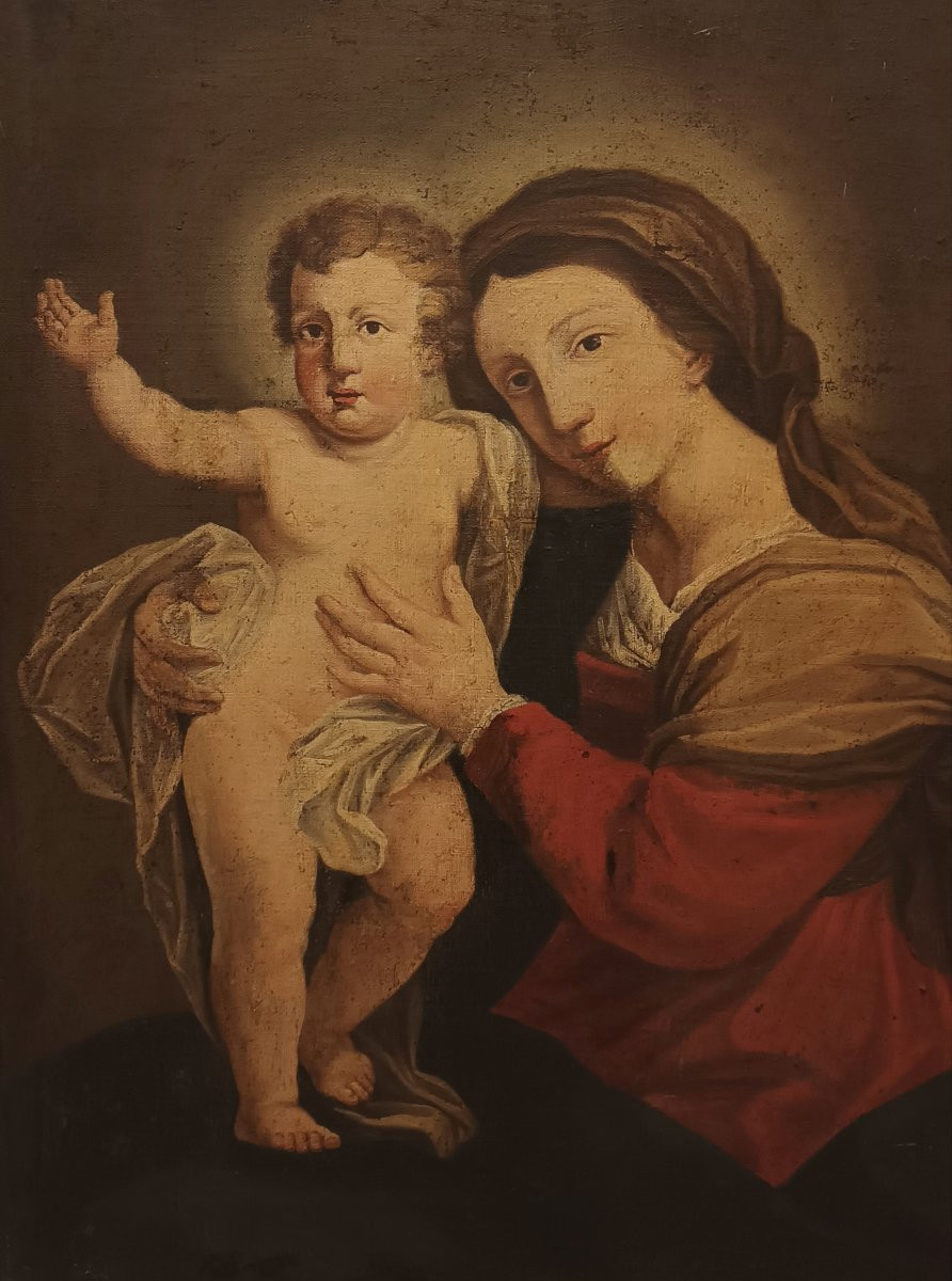 DIPINTO MADONNA CON BAMBINO FINE XVIII SECOLO-photo-3