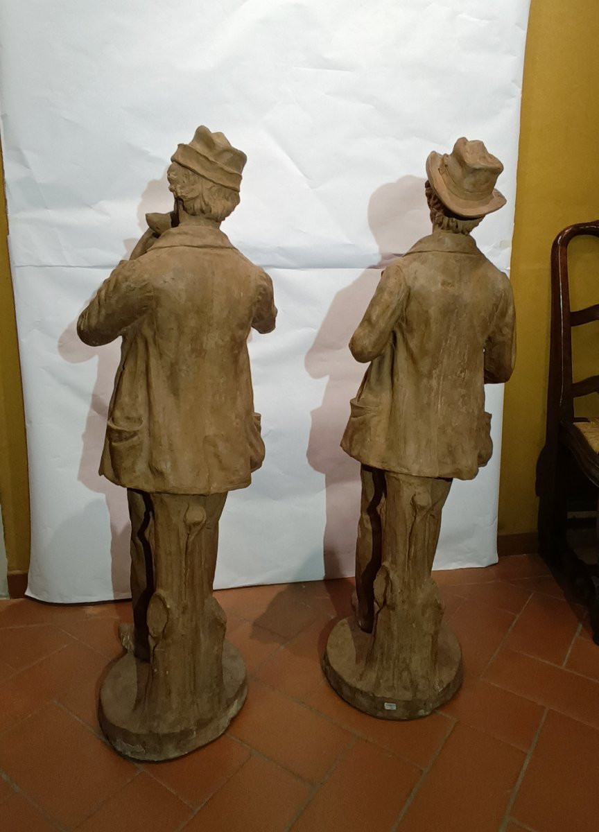 COPPIA DI SCULTURE CON SUONATORI PRIMA META' XX SECOLO-photo-2