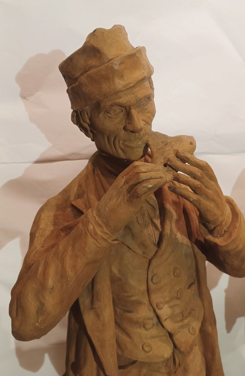 COPPIA DI SCULTURE CON SUONATORI PRIMA META' XX SECOLO-photo-4