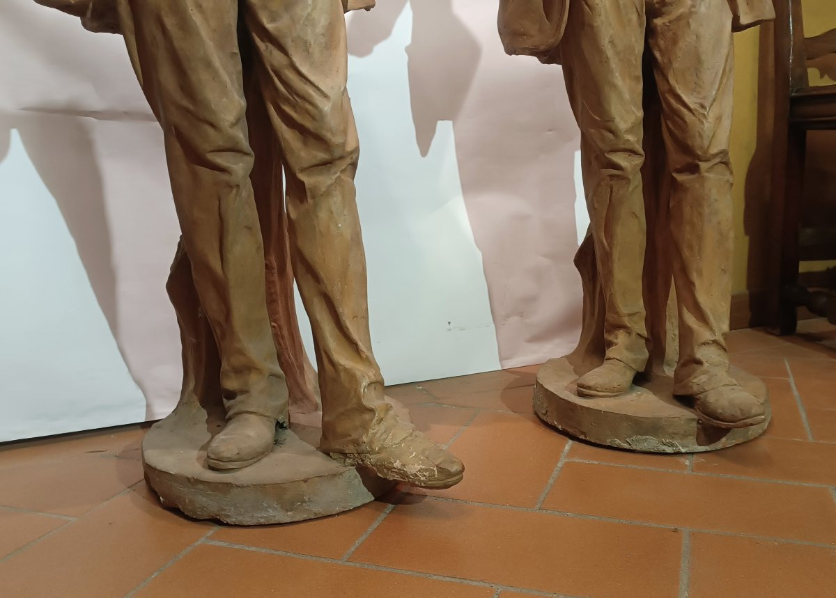 COPPIA DI SCULTURE CON SUONATORI PRIMA META' XX SECOLO-photo-5