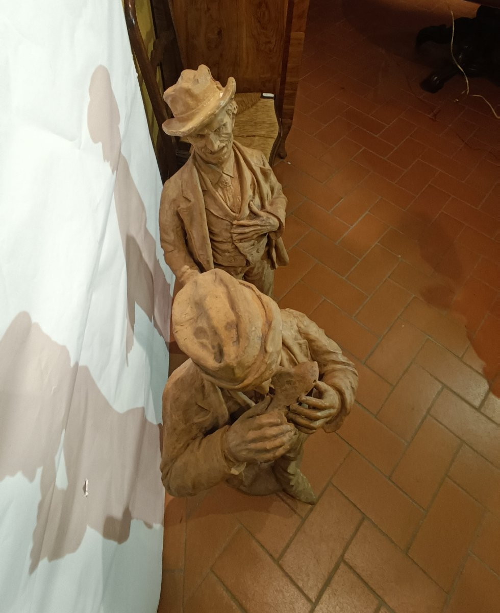 COPPIA DI SCULTURE CON SUONATORI PRIMA META' XX SECOLO-photo-7