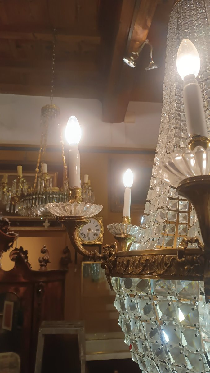 LAMPADARIO IN BRONZO E CRISTALLI META' XIX SECOLO -photo-2