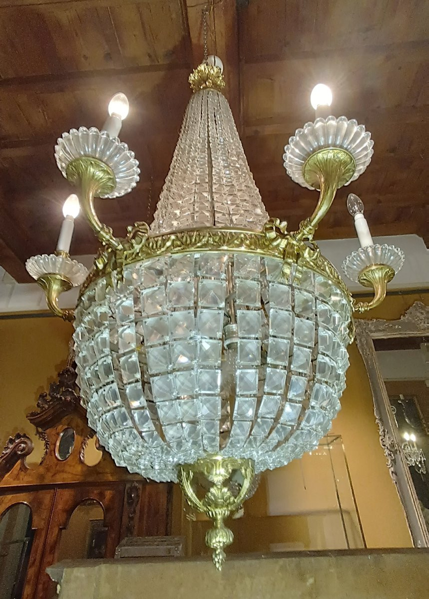 LAMPADARIO IN BRONZO E CRISTALLI META' XIX SECOLO -photo-5