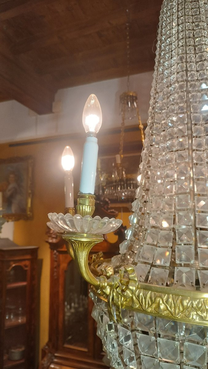 LAMPADARIO IN BRONZO E CRISTALLI META' XIX SECOLO -photo-7