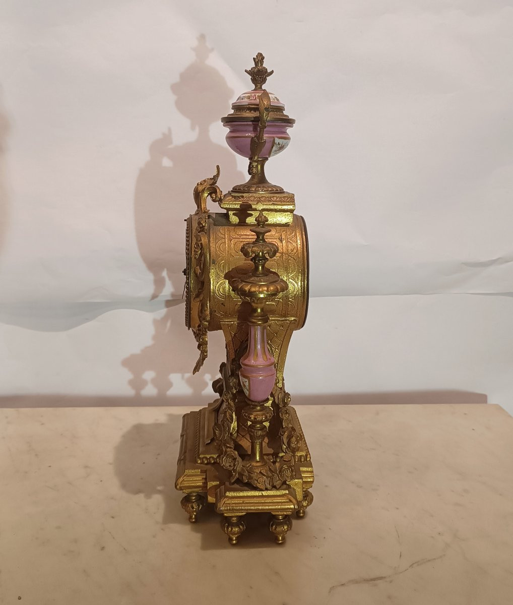 OROLOGIO IN ANTOMONIO E PORCELLANA SÈVRES SECONDA META' XIX SECOLO-photo-3