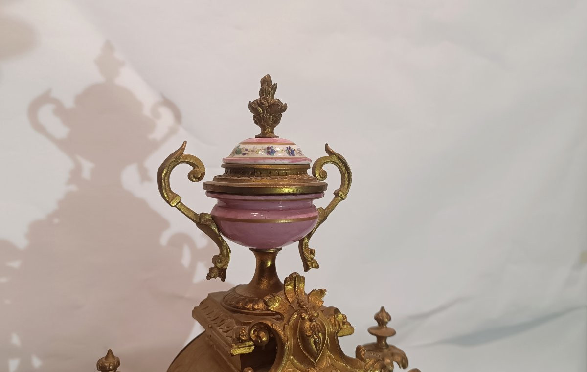 OROLOGIO IN ANTOMONIO E PORCELLANA SÈVRES SECONDA META' XIX SECOLO-photo-5