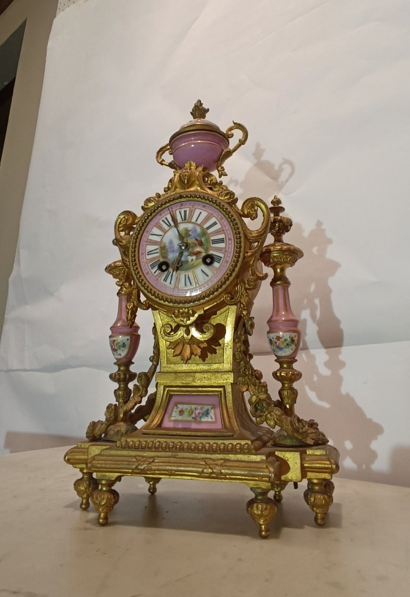 OROLOGIO IN ANTOMONIO E PORCELLANA SÈVRES SECONDA META' XIX SECOLO-photo-6