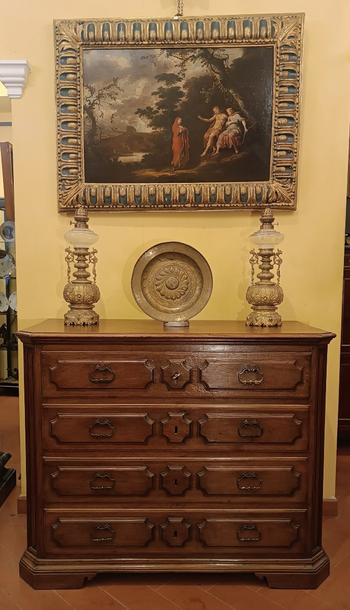 CASSETTONE LOMBARDO IN NOCE META' XVII SECOLO-photo-2