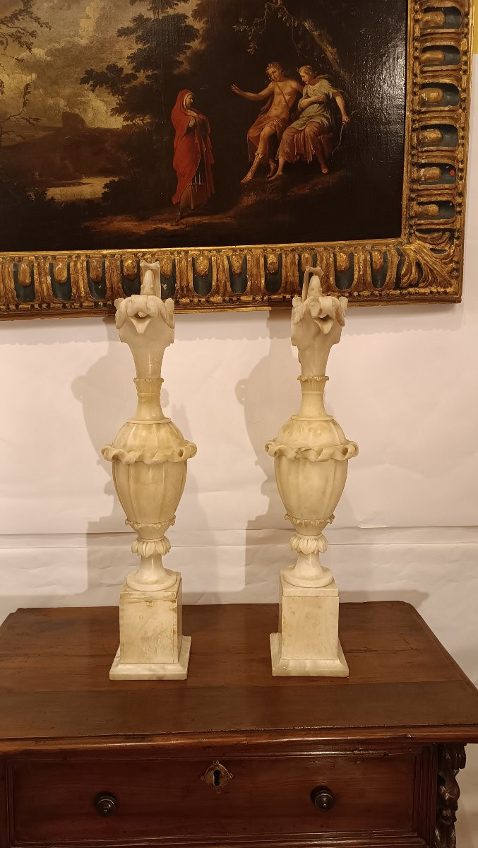 COPPIA DI VASI IN ALABASTRO XIX SECOLO-photo-1