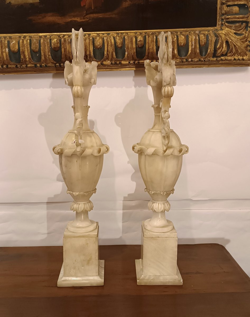 COPPIA DI VASI IN ALABASTRO XIX SECOLO-photo-6