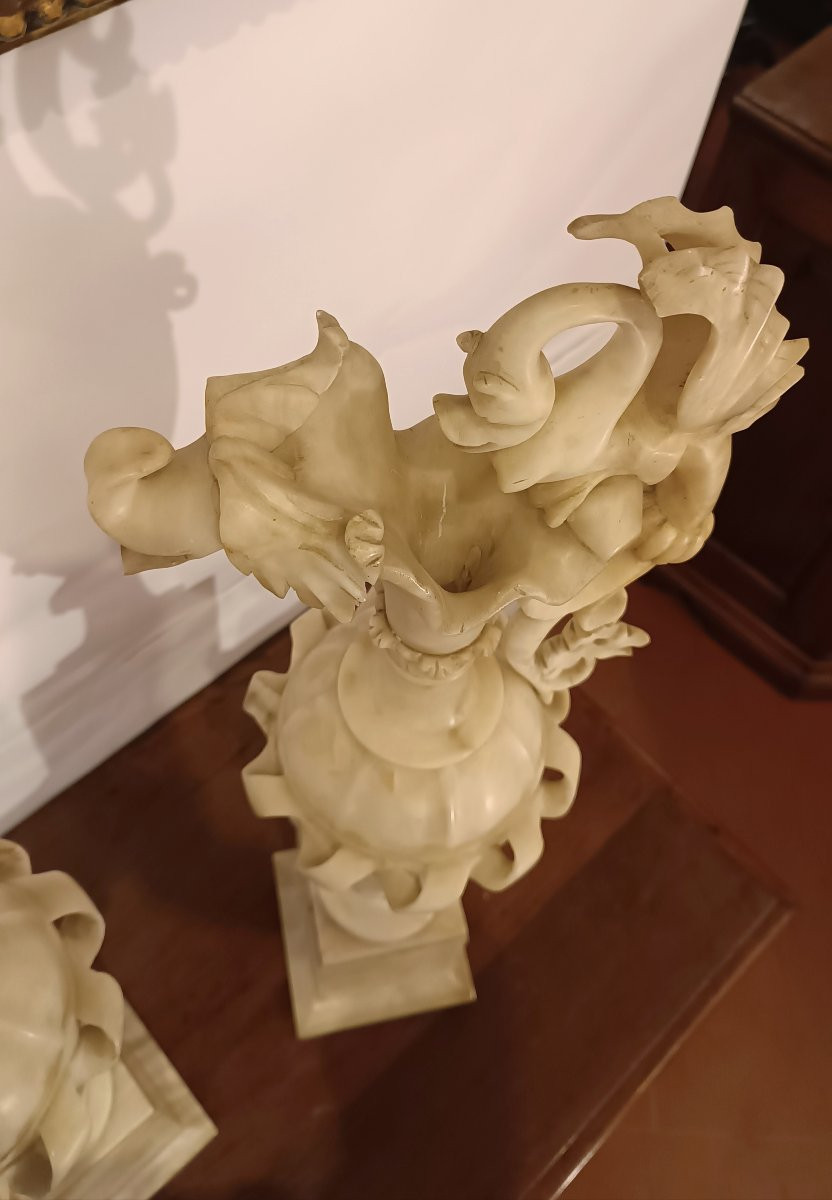 COPPIA DI VASI IN ALABASTRO XIX SECOLO-photo-8