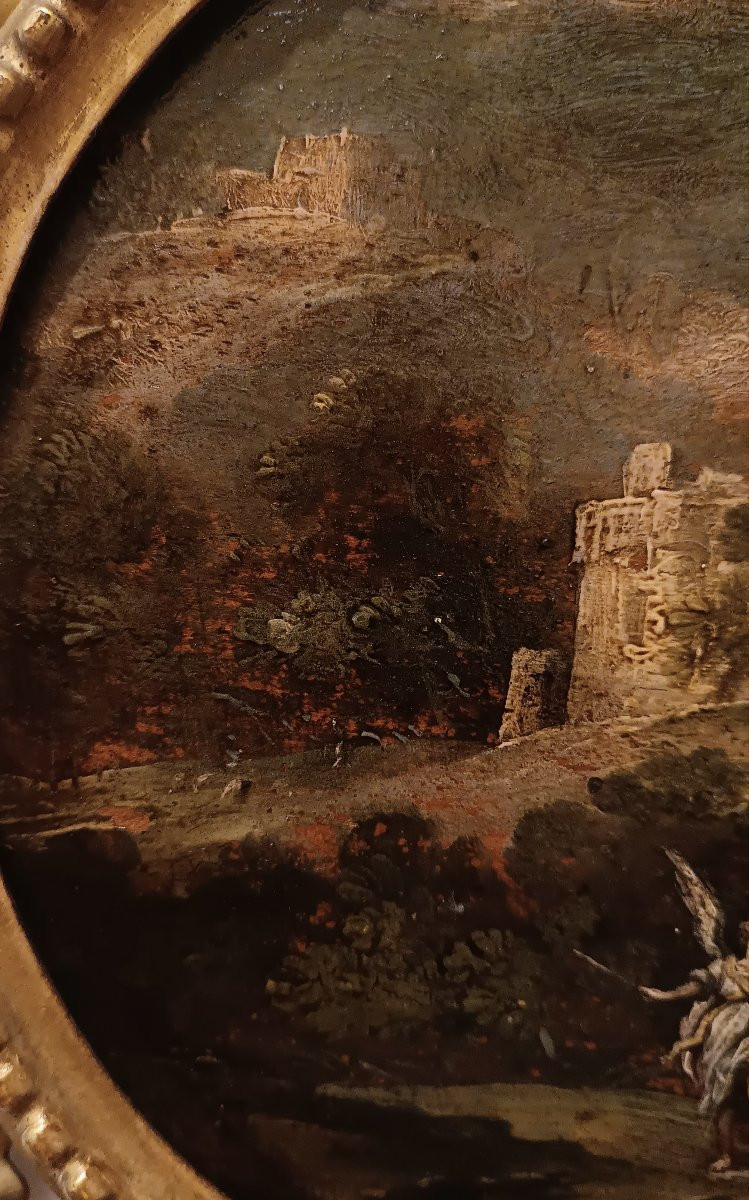 DIPINTO CON TUBIOLO E L'ANGELO INIZIO XVII SECOLO-photo-2