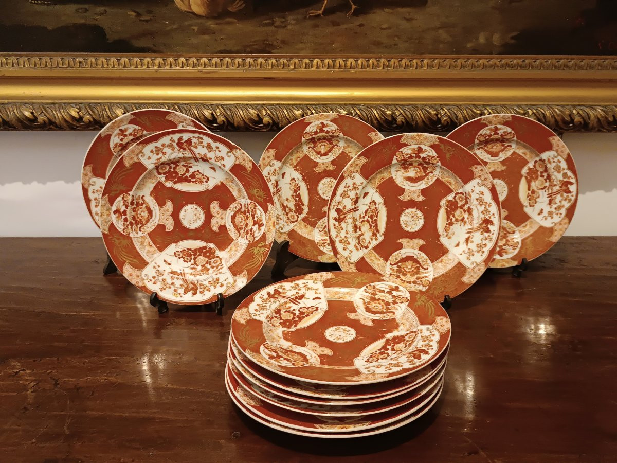 UNDICI PIATTI IN PORCELLANA IMARI SECONDA META' XIX SECOLO-photo-3