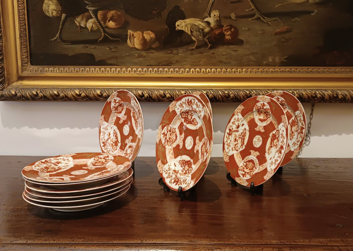 UNDICI PIATTI IN PORCELLANA IMARI SECONDA META' XIX SECOLO-photo-4