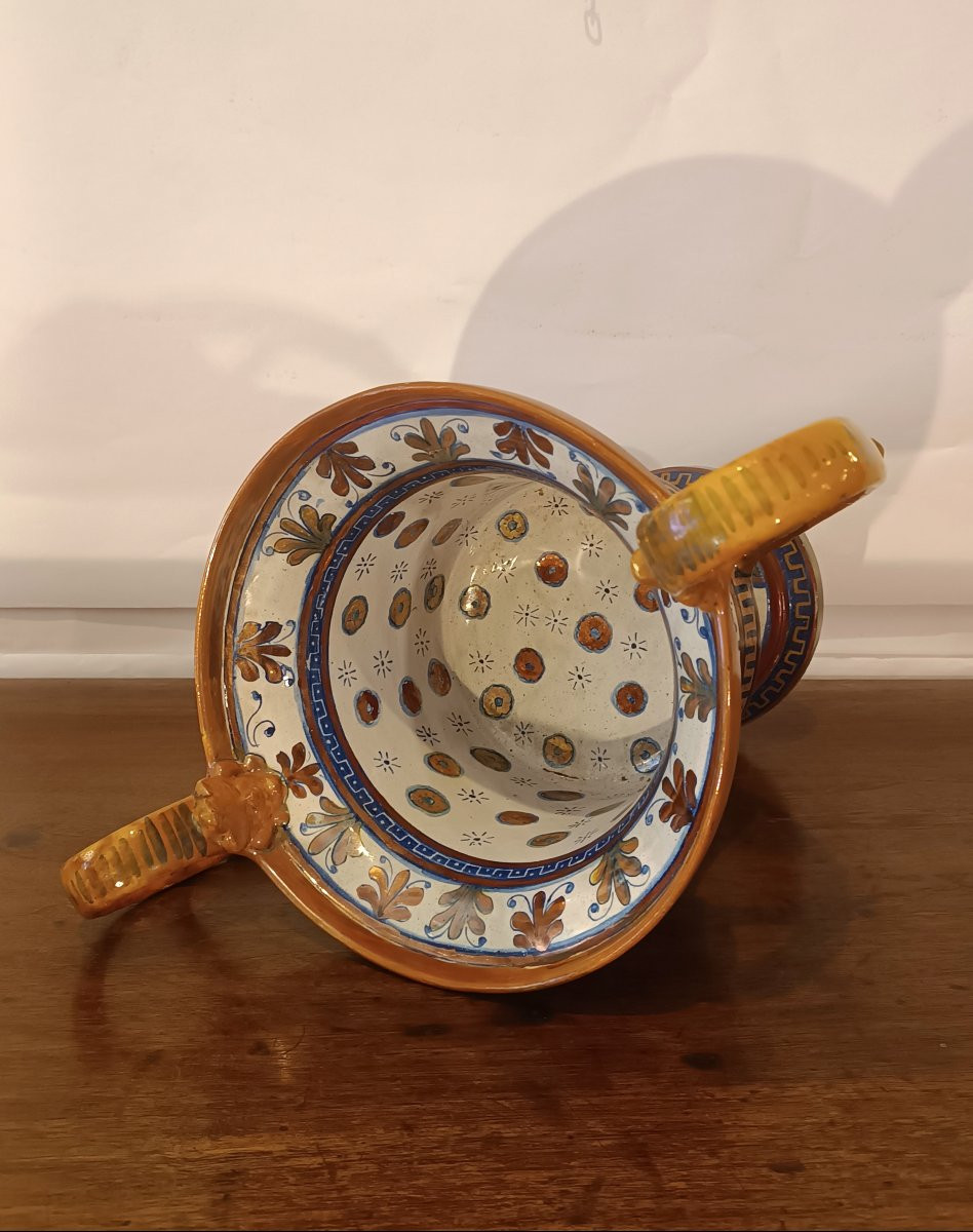 CRATERE IN MAIOLICA GUALDO TADINO PRIMI XX SECOLO -photo-2