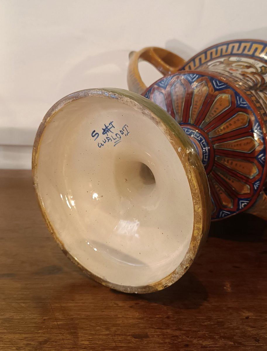 CRATERE IN MAIOLICA GUALDO TADINO PRIMI XX SECOLO -photo-3