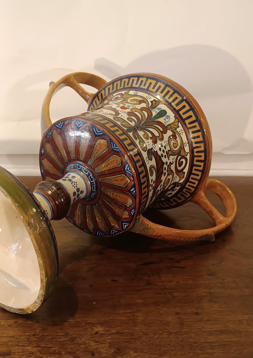 CRATERE IN MAIOLICA GUALDO TADINO PRIMI XX SECOLO -photo-4