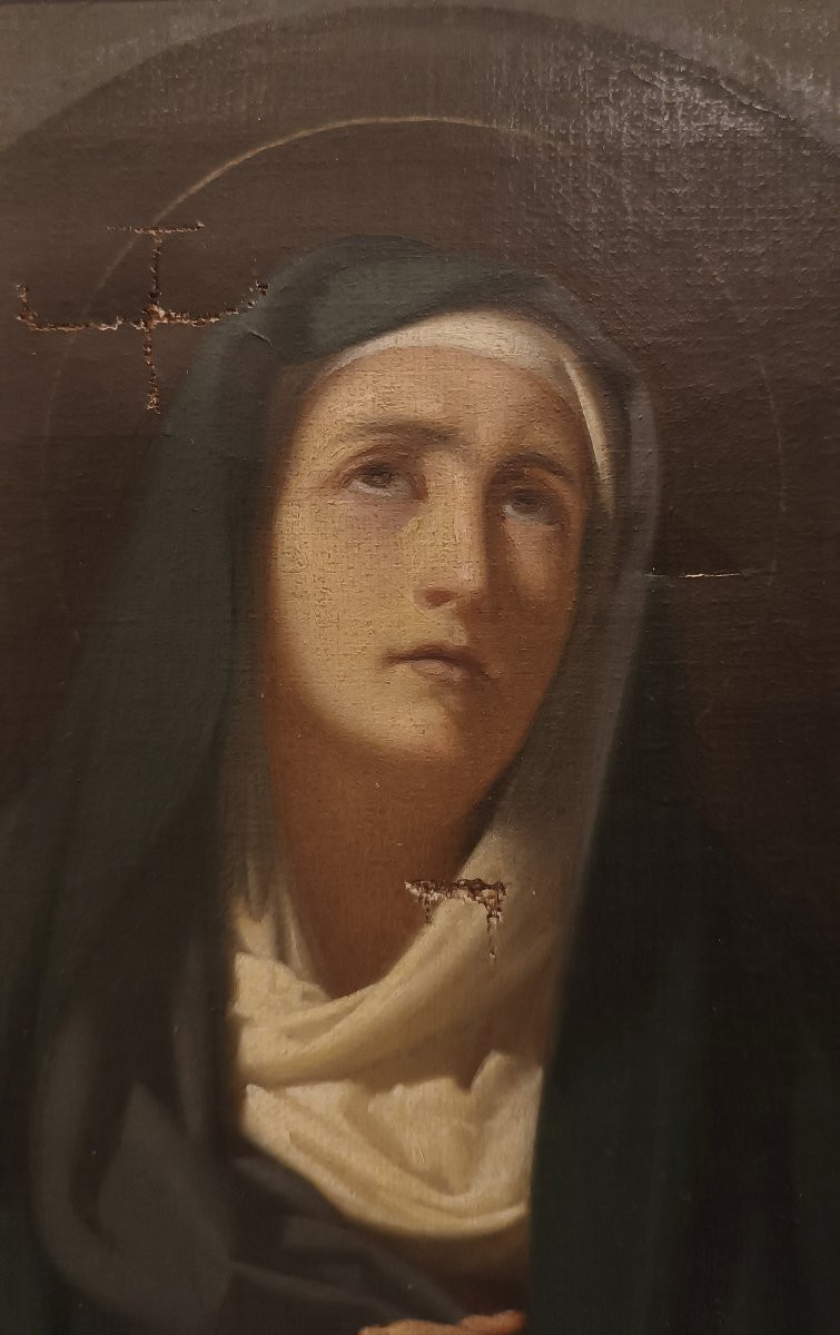DIPINTO CON MADONNA "ADDOLORATA" SECONDA META' XIX SECOLO -photo-4