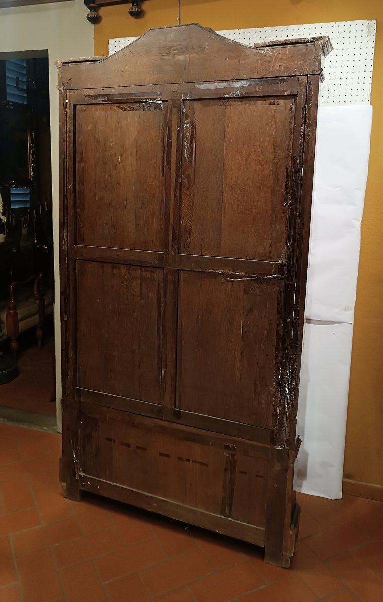 VETRINA IN NOCE CON INTARSI META' XIX SECOLO-photo-3