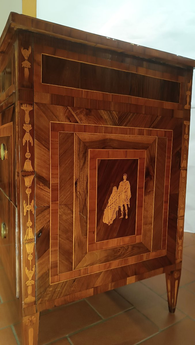 CASSETTONE LASTRONATO E INTARSIATO NEOCLASSICO FINE XVIII SECOLO -photo-3