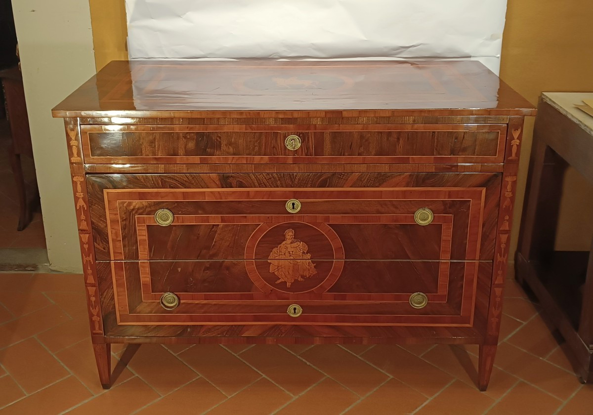 CASSETTONE LASTRONATO E INTARSIATO NEOCLASSICO FINE XVIII SECOLO 
