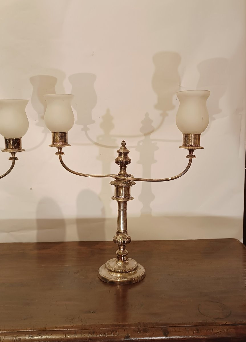 CANDELIERI IN SILVER PLATE SECONDA META' XIX SECOLO-photo-2