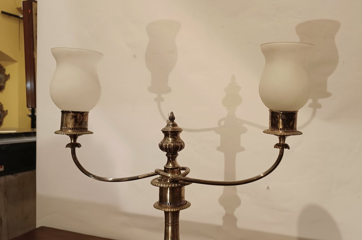 CANDELIERI IN SILVER PLATE SECONDA META' XIX SECOLO-photo-4