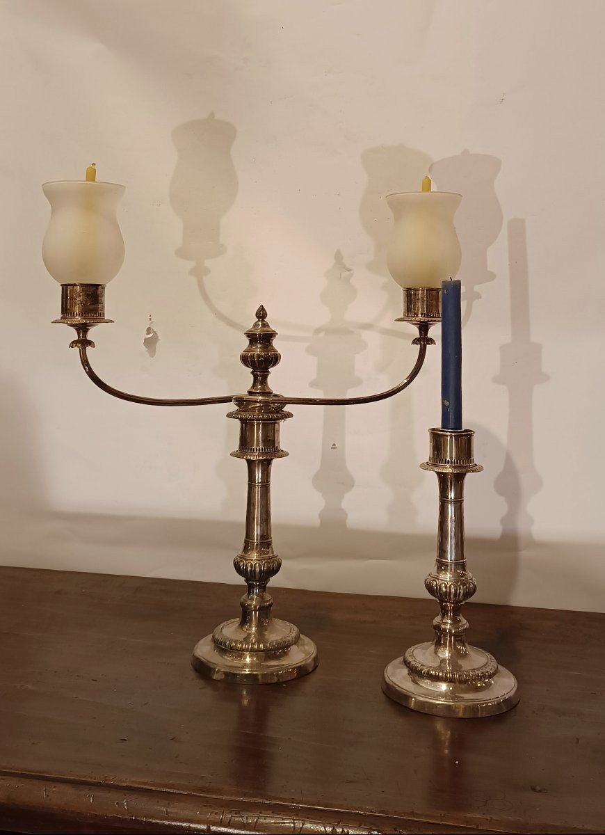 CANDELIERI IN SILVER PLATE SECONDA META' XIX SECOLO-photo-5