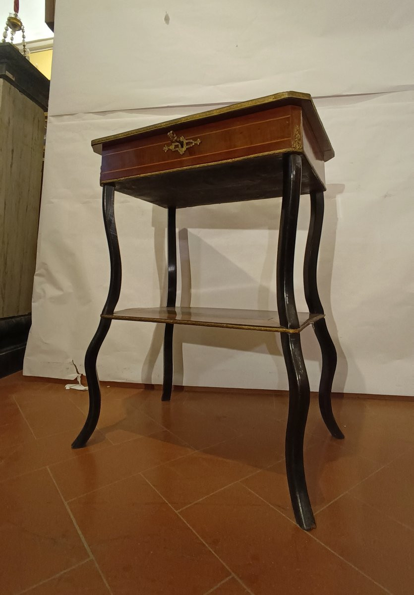 TAVOLINO DA LAVORO INTARSIATO SECONDA META' XIX SECOLO-photo-1