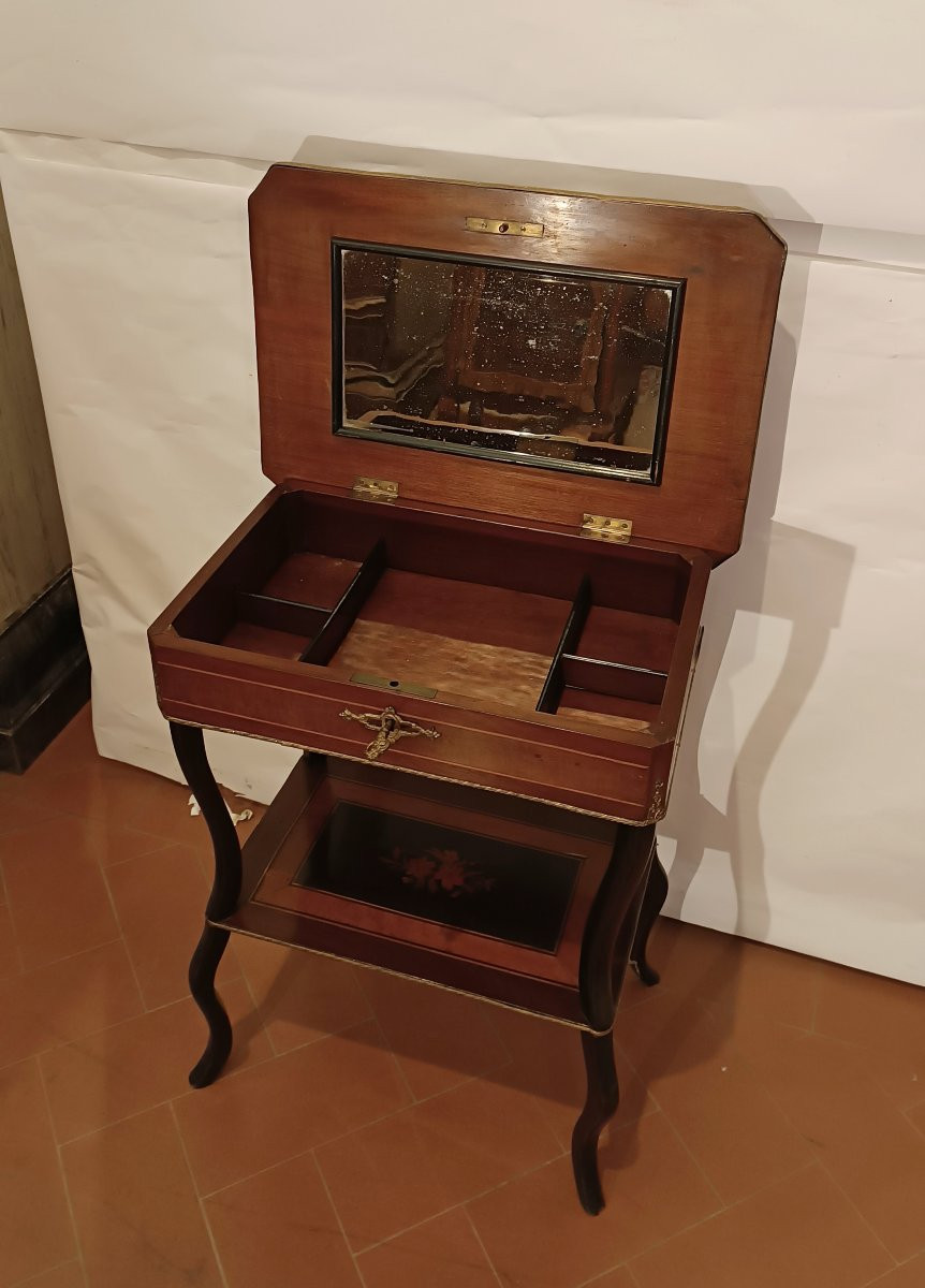 TAVOLINO DA LAVORO INTARSIATO SECONDA META' XIX SECOLO-photo-3