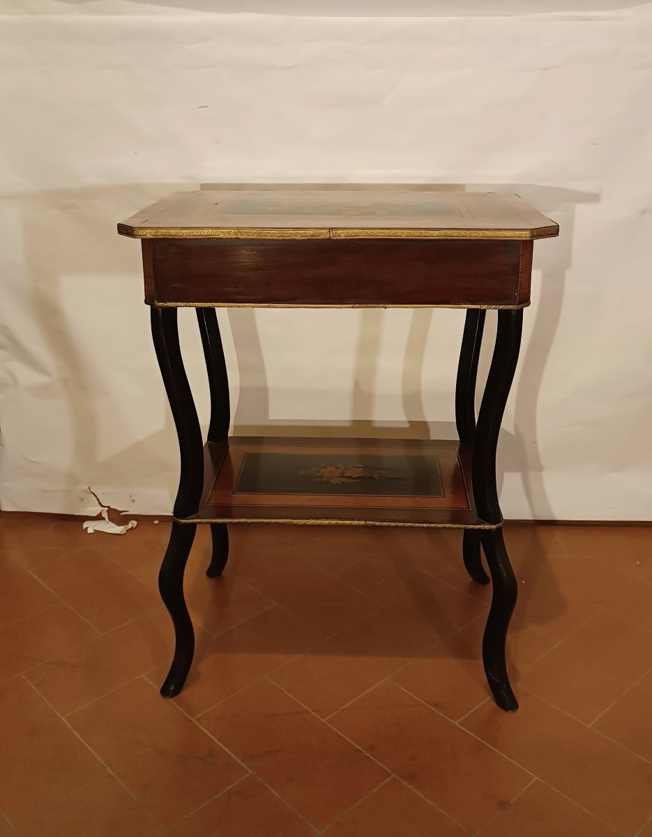 TAVOLINO DA LAVORO INTARSIATO SECONDA META' XIX SECOLO-photo-6