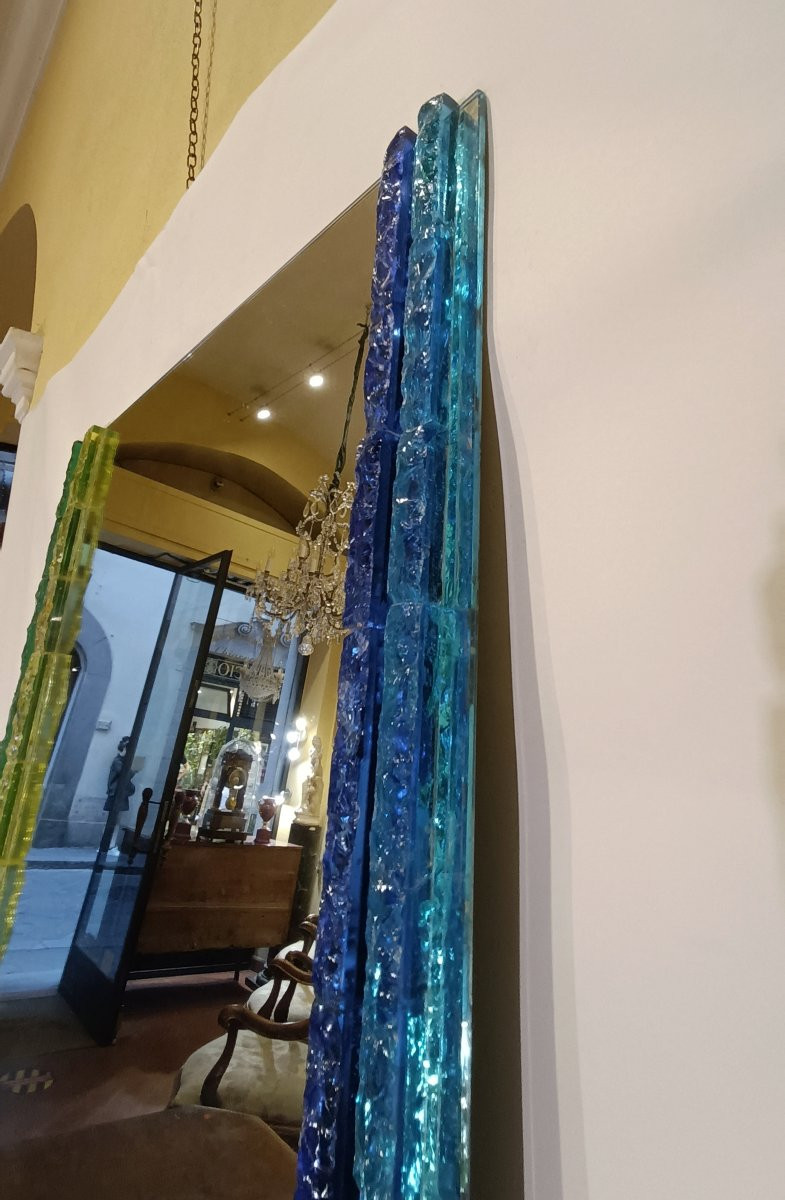 SPECCHIERA IN VETRO COLORATO POLLONI ANNI '60 -photo-3