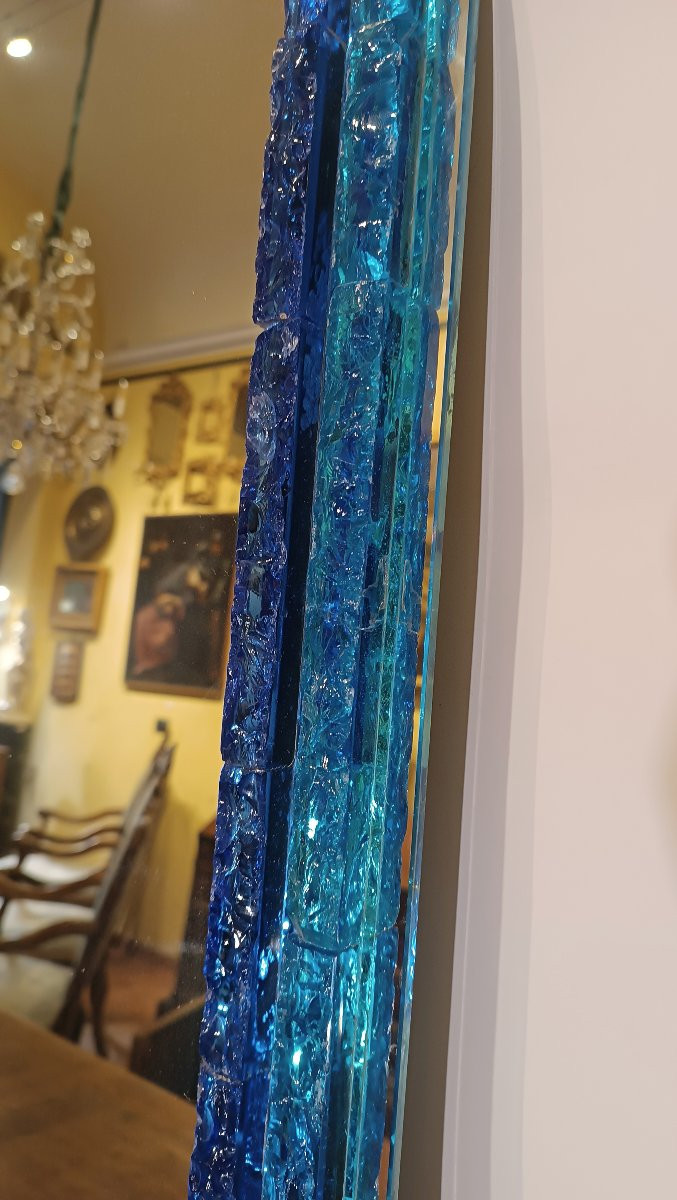 SPECCHIERA IN VETRO COLORATO POLLONI ANNI '60 -photo-4