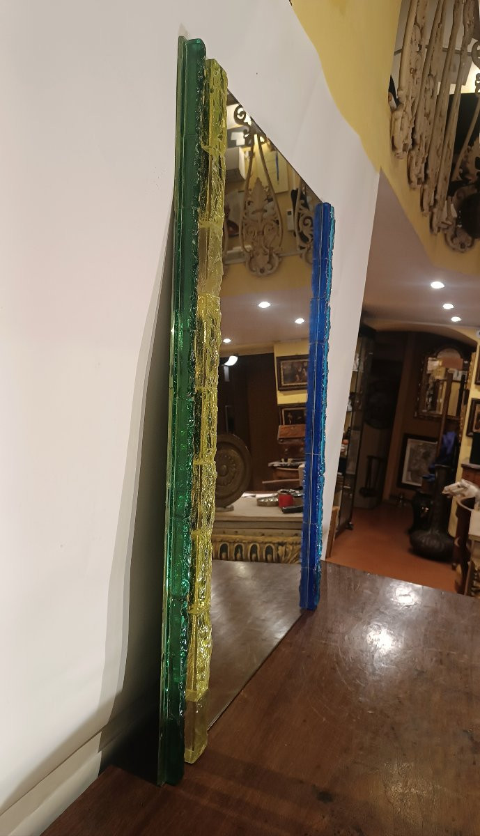 SPECCHIERA IN VETRO COLORATO POLLONI ANNI '60 -photo-1